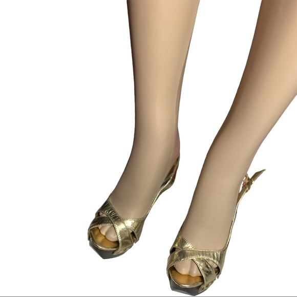 QUPID Gold and Brown Platform Stiletto Heel  Size 7 - Picture 3 of 11